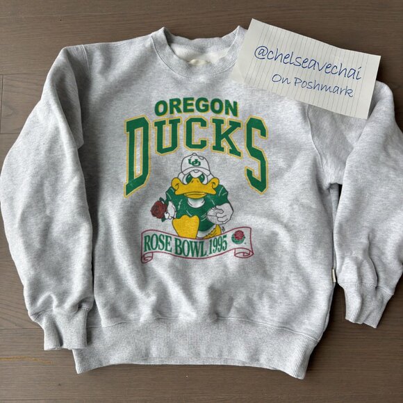 90s Oregon Ducks 1995 Rose Bowl Sweatshirt University of Oregon football Shirt - Picture 1 of 2